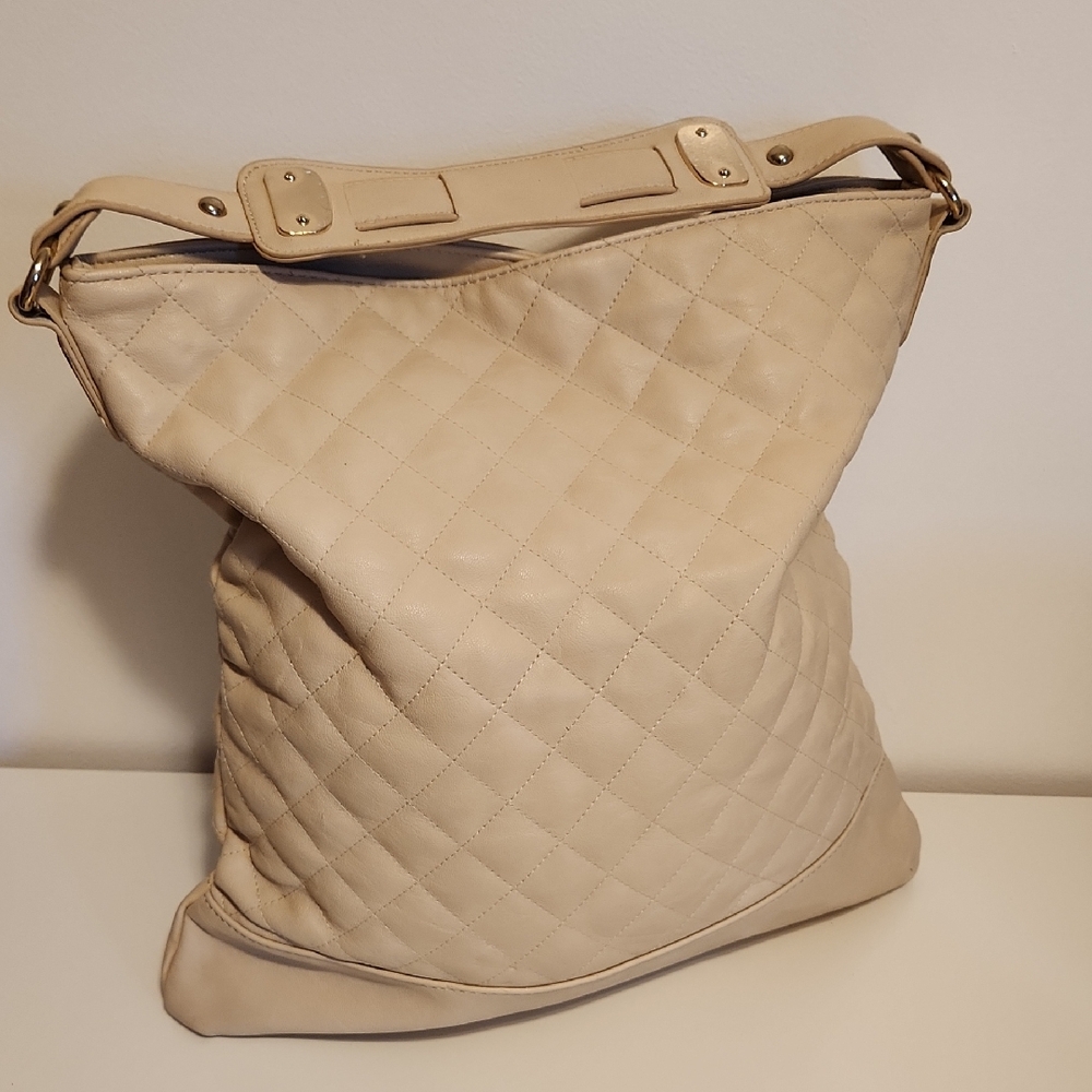 Express Cream Quilted Tote Bag